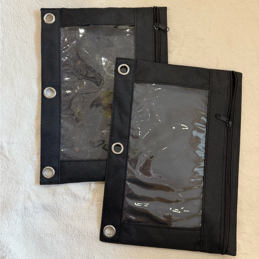 Black Zippered Binder Pouches